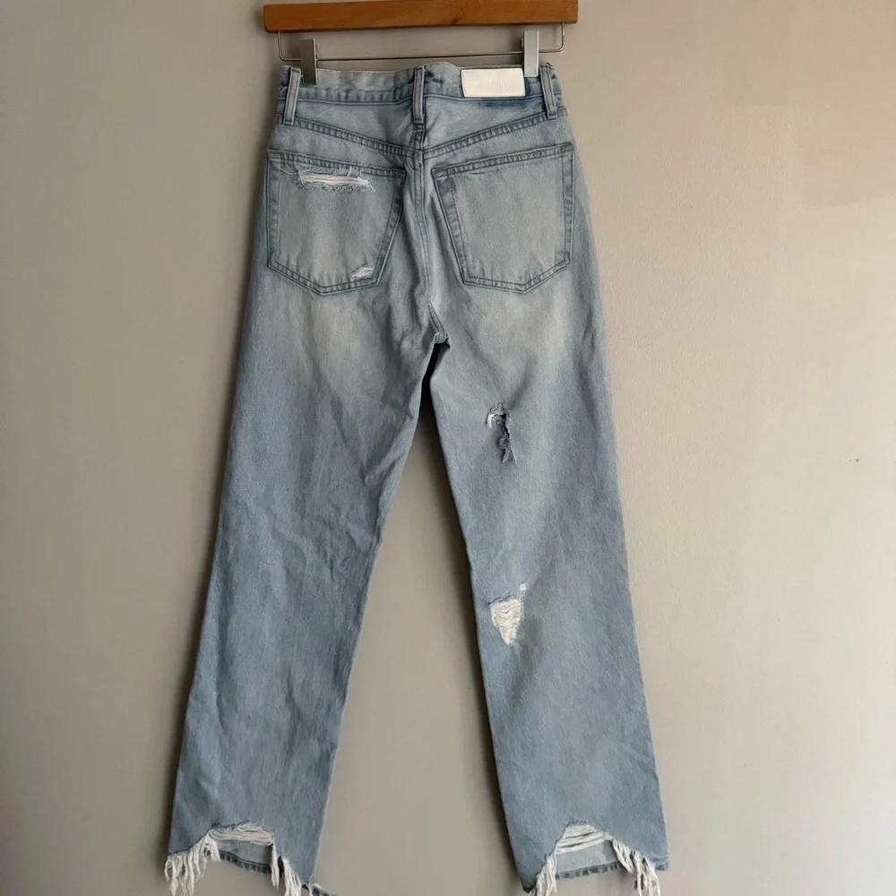 Re/Done Light Wash Distressed Straight-Leg Jeans - Picture 3 of 9